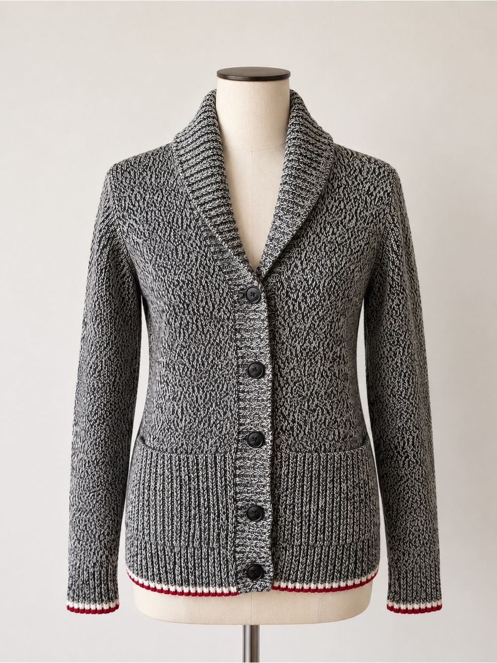NWT Roots Canada Cotton Cabin Shawl Cardigan Sweater Grey Oat Mix Women's Small